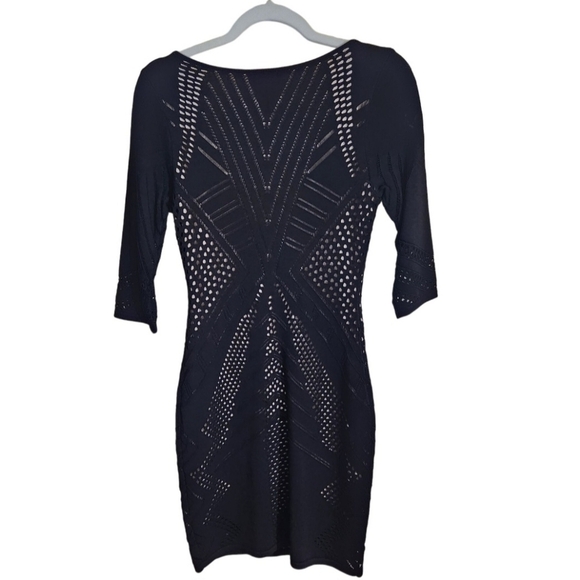 Calvin Klein Black Laser Cut Out Bodycon Dress Size PM - Picture 3 of 9